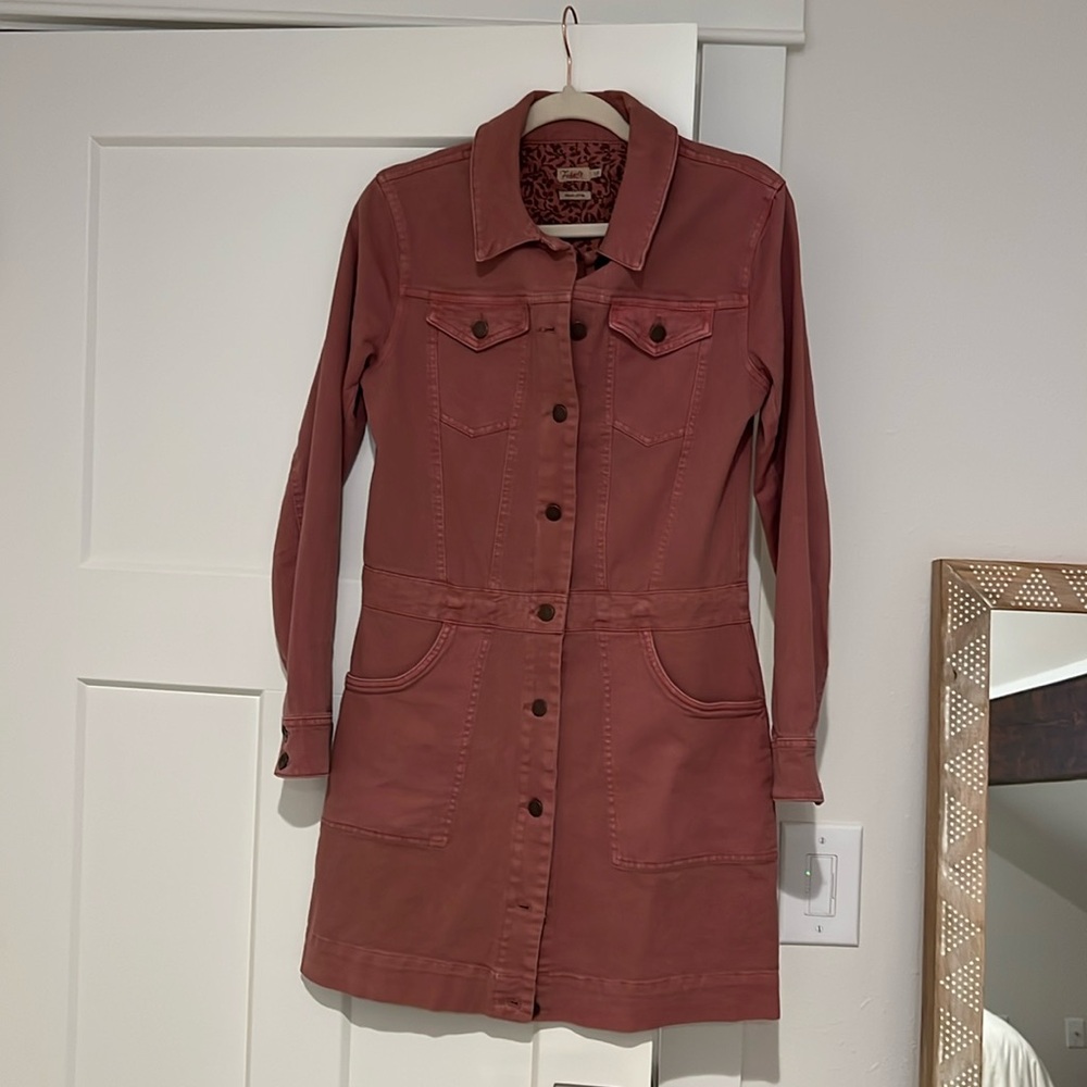 Faherty Dusty Rose Button-Front Mini Dress